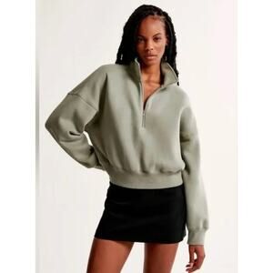 Abercrombie & Fitch Olive Half-Zip Sweatshirt